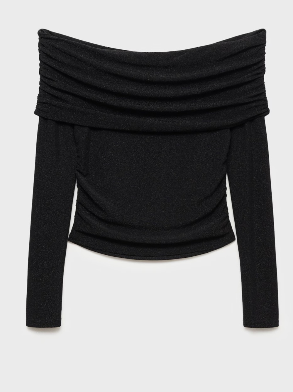 MANGO LUREX OFF-THE-SHOULDER TOP -Black